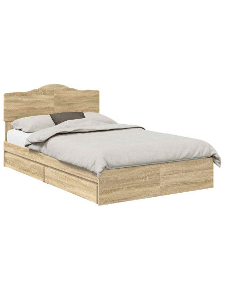 Letto con Contenitore con testiera Rovere Sonoma 120 x 200 cm