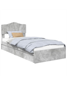 Letto con Contenitore con testiera Grigio cemento 100 x 200 cm 2