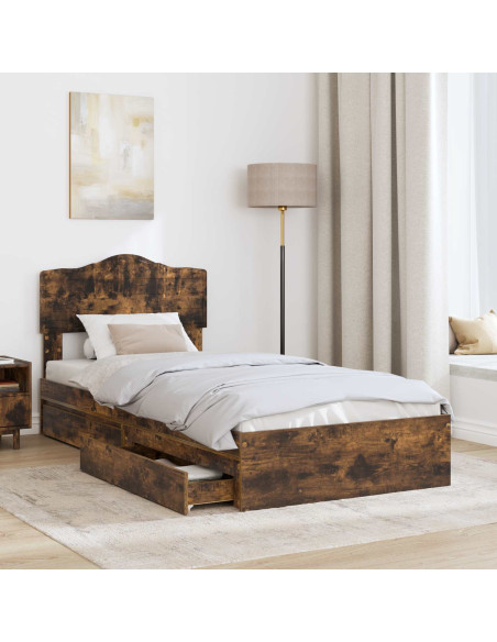 Letto con Contenitore con testiera Rovere fumé 100 x 200 cm