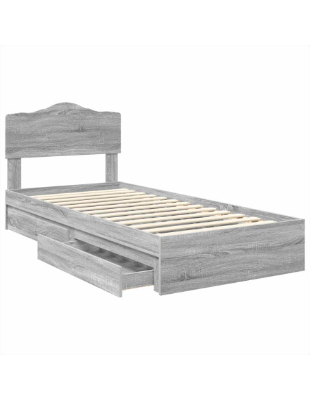 Letto con Contenitore con testiera Grigio Sonoma 90 x 200 cm