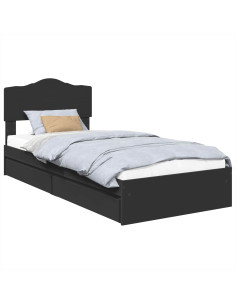 Letto con Contenitore Nero 90 x 190 cm Legno multistrato 2