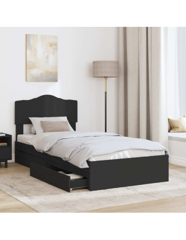 Letto con Contenitore Nero 90 x 190 cm Legno multistrato