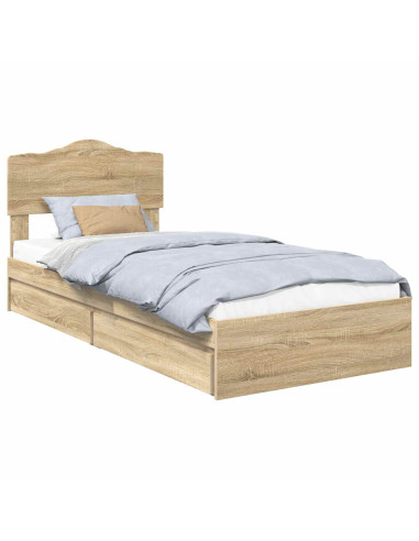 Letto con Contenitore con testiera Rovere Sonoma 90 x 190 cm