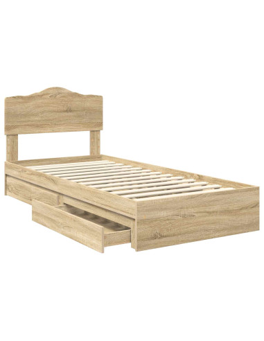 Letto con Contenitore con testiera Rovere Sonoma 90 x 190 cm
