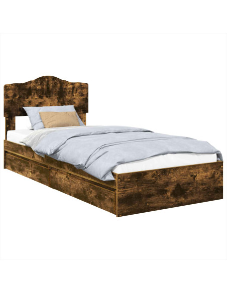 Letto con Contenitore Rovere fumé 90 x 190 cm Legno multistrato