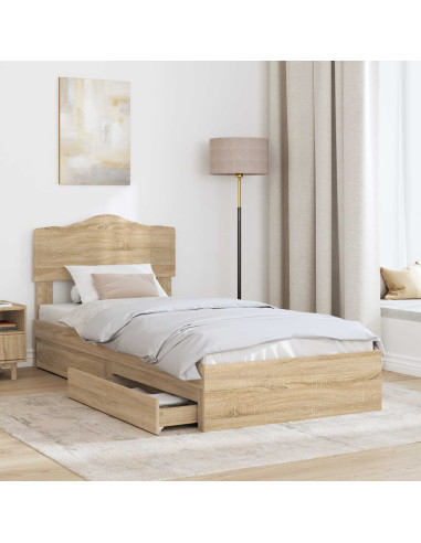 Letto con Contenitore con testiera Rovere Sonoma 70 x 190 cm