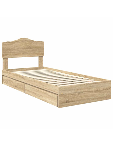 Letto con Contenitore con testiera Rovere Sonoma 70 x 190 cm