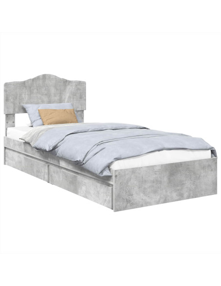 Letto con Contenitore con testiera Grigio cemento 70 x 190 cm