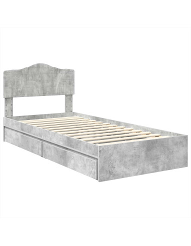 Letto con Contenitore con testiera Grigio cemento 70 x 190 cm