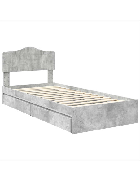 Letto con Contenitore con testiera Grigio cemento 70 x 190 cm