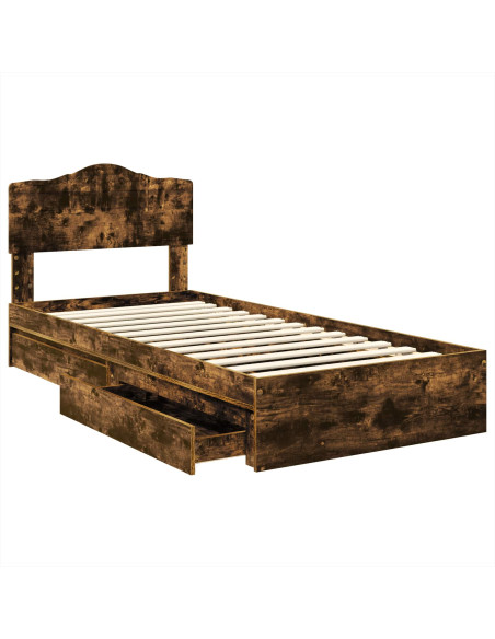 Letto con Contenitore Rovere fumé 70 x 190 cm Legno multistrato