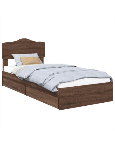 Letto con Contenitore con testiera Rovere Marrone 70 x 190 cm