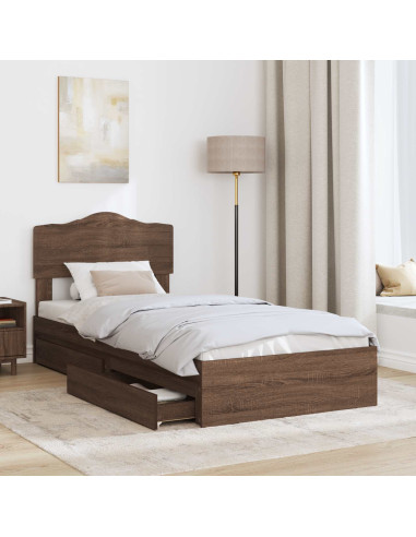 Letto con Contenitore con testiera Rovere Marrone 70 x 190 cm