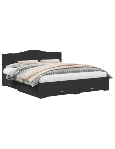 Struttura del letto Nero 200 x 200 cm Legno multistrato 2