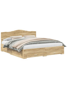 Struttura del letto con testiera Rovere Sonoma 200 x 200 cm 2