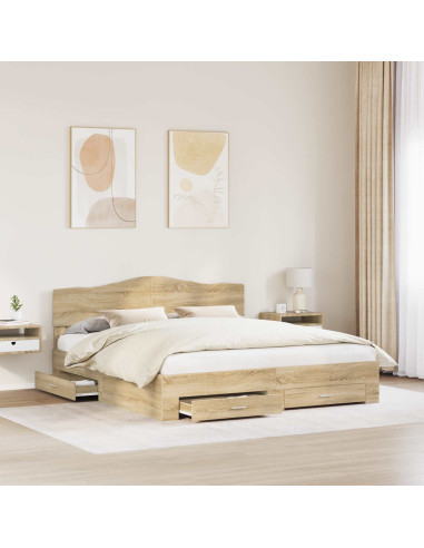 Struttura del letto con testiera Rovere Sonoma 200 x 200 cm