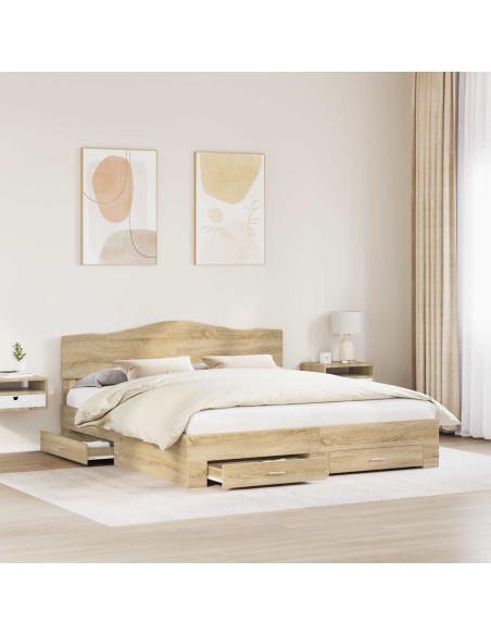 Struttura del letto con testiera Rovere Sonoma 200 x 200 cm