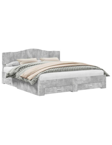 Struttura del letto con testiera Grigio cemento 200 x 200 cm
