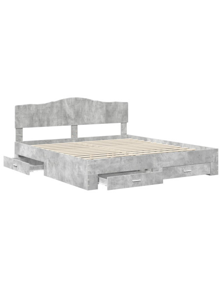 Struttura del letto con testiera Grigio cemento 200 x 200 cm