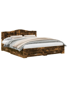 Struttura del letto Rovere fumé 200 x 200 cm Legno multistrato 2