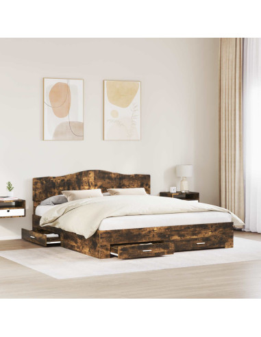 Struttura del letto Rovere fumé 200 x 200 cm Legno multistrato