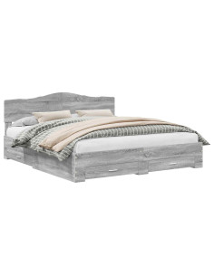 Struttura del letto con testiera Grigio Sonoma 200 x 200 cm 2