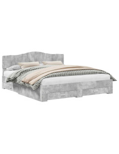 Struttura del letto con testiera Grigio cemento 180 x 200 cm 2