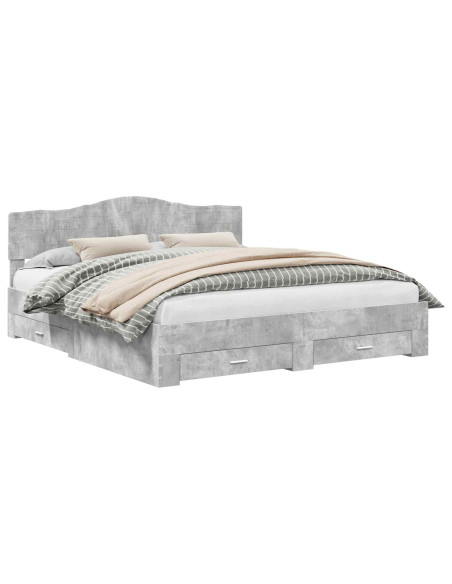 Struttura del letto con testiera Grigio cemento 180 x 200 cm