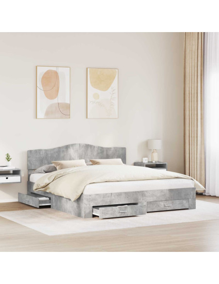 Struttura del letto con testiera Grigio cemento 180 x 200 cm