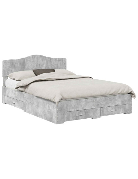 Struttura del letto con testiera Grigio cemento 150 x 200 cm