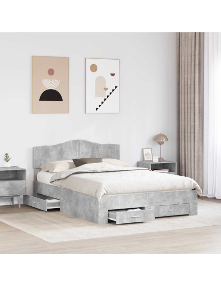 Struttura del letto con testiera Grigio cemento 150 x 200 cm