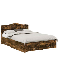 Struttura del letto Rovere fumé 150 x 200 cm Legno multistrato 2