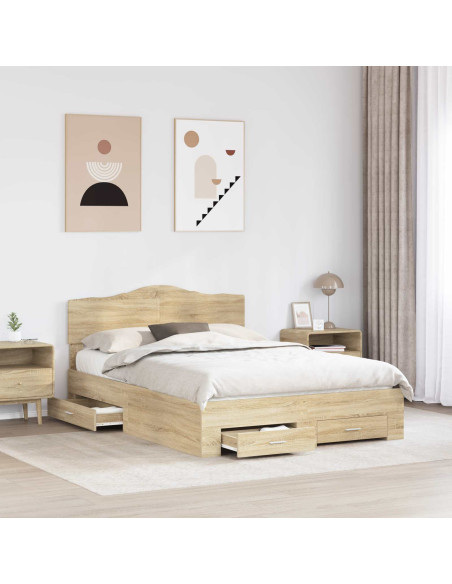 Struttura del letto con testiera Rovere Sonoma 140 x 200 cm