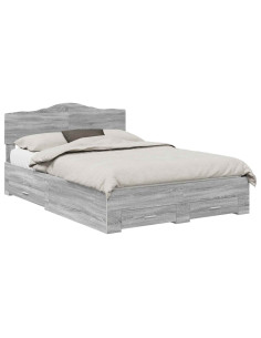 Struttura del letto con testiera Grigio Sonoma 140 x 200 cm 2