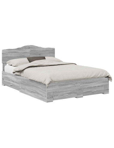 Struttura del letto con testiera Grigio Sonoma 140 x 200 cm