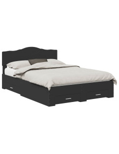 Struttura del letto Nero 140 x 190 cm Legno multistrato 2