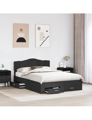 Struttura del letto Nero 140 x 190 cm Legno multistrato