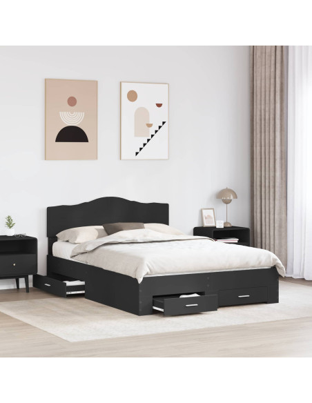 Struttura del letto Nero 140 x 190 cm Legno multistrato