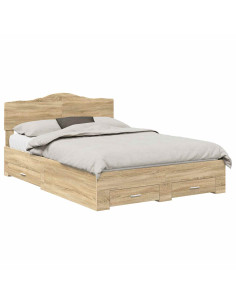 Struttura del letto con testiera Rovere Sonoma 140 x 190 cm 2