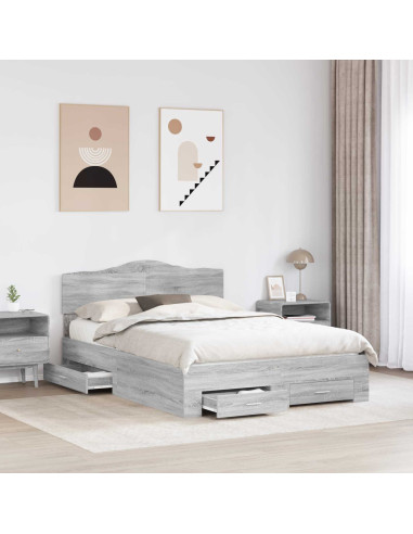 Struttura del letto con testiera Grigio Sonoma 140 x 190 cm