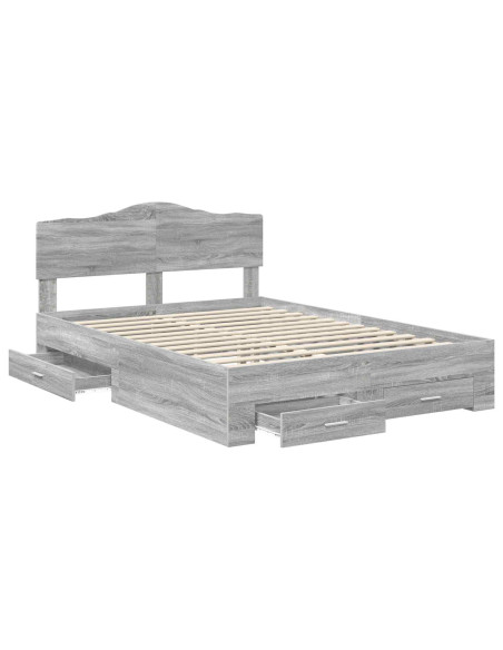 Struttura del letto con testiera Grigio Sonoma 140 x 190 cm