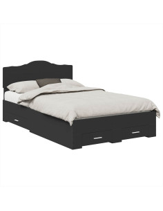 Struttura del letto Nero 135 x 190 cm Legno multistrato 2