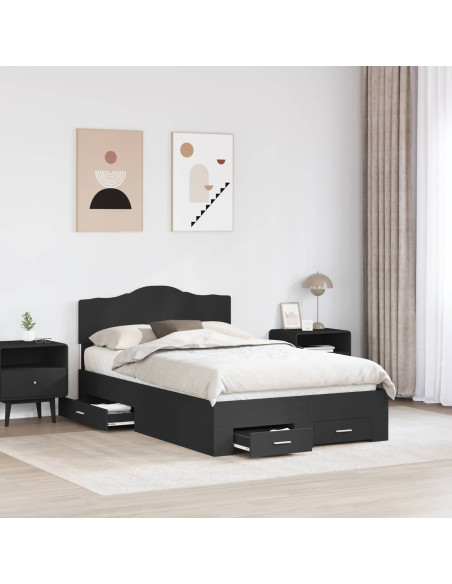 Struttura del letto Nero 135 x 190 cm Legno multistrato