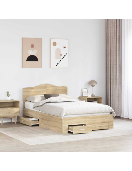 Struttura del letto con testiera Rovere Sonoma 135 x 190 cm