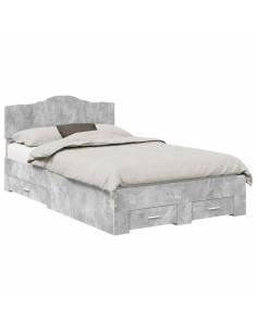 Struttura del letto con testiera Grigio cemento 135 x 190 cm 2