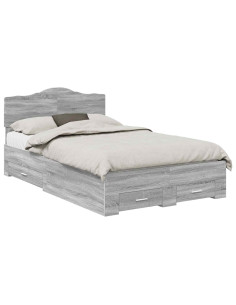 Struttura del letto con testiera Grigio Sonoma 135 x 190 cm 2