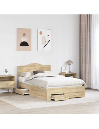Struttura del letto con testiera Rovere Sonoma 120 x 200 cm