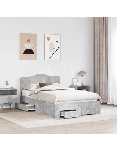 Struttura del letto con testiera Grigio cemento 120 x 200 cm