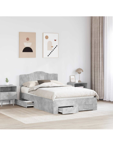 Struttura del letto con testiera Grigio cemento 120 x 190 cm