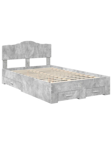 Struttura del letto con testiera Grigio cemento 120 x 190 cm